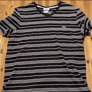 Lacoste Crocodile 🐊 Men's T-shirt with Black & White Stripes Size Small EUC
